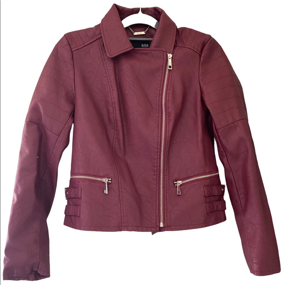 Ana Red Faux Leather Jacket Size Medium